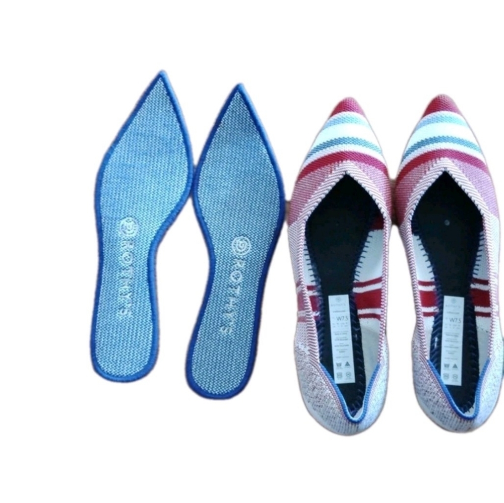 Rothys WomenThePoints Flats Limited RWB Stripes Shoes W7.5 #Memorialday Fit - Picture 6 of 8